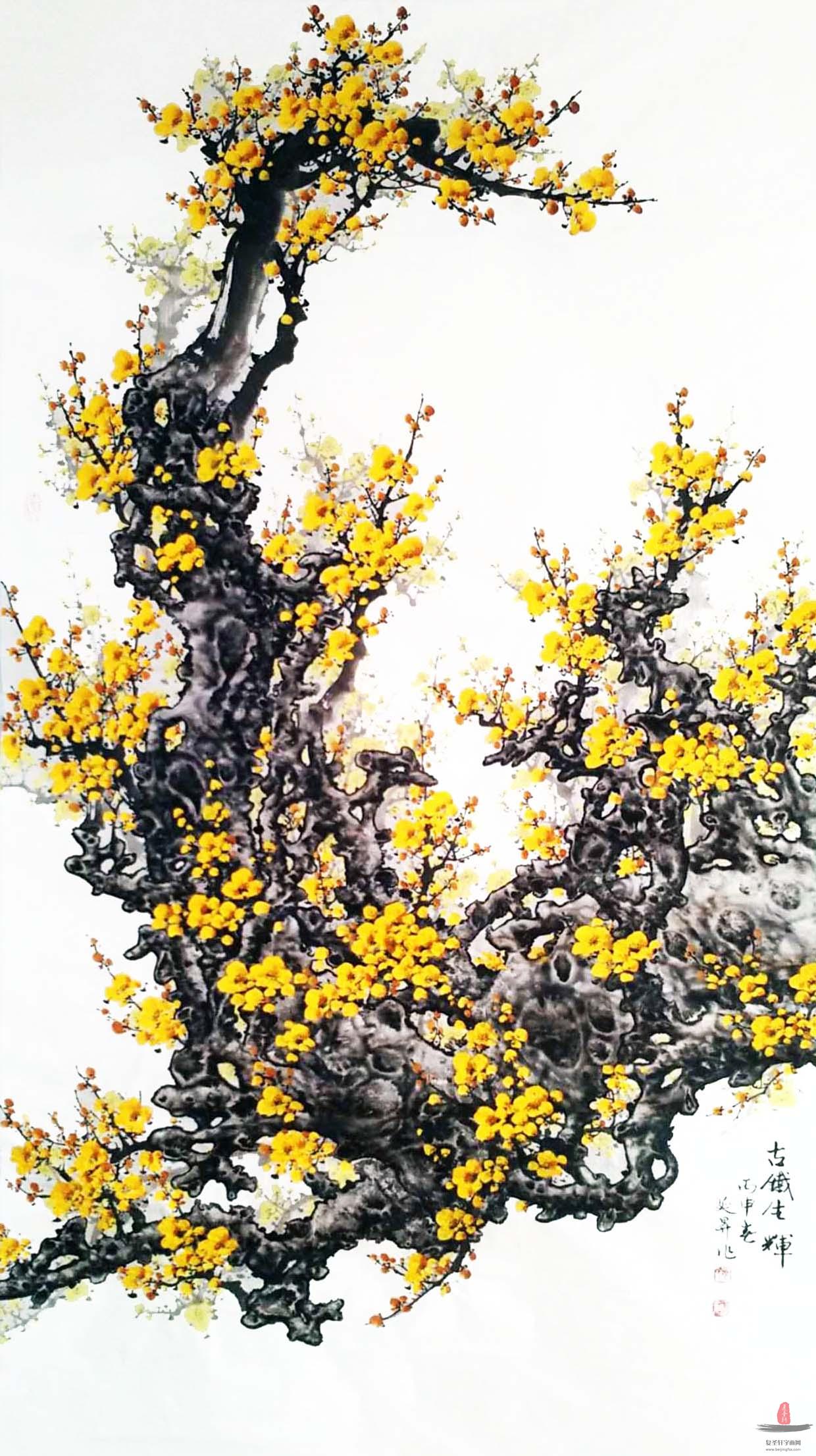 冷延升花鸟画《古铁生辉》